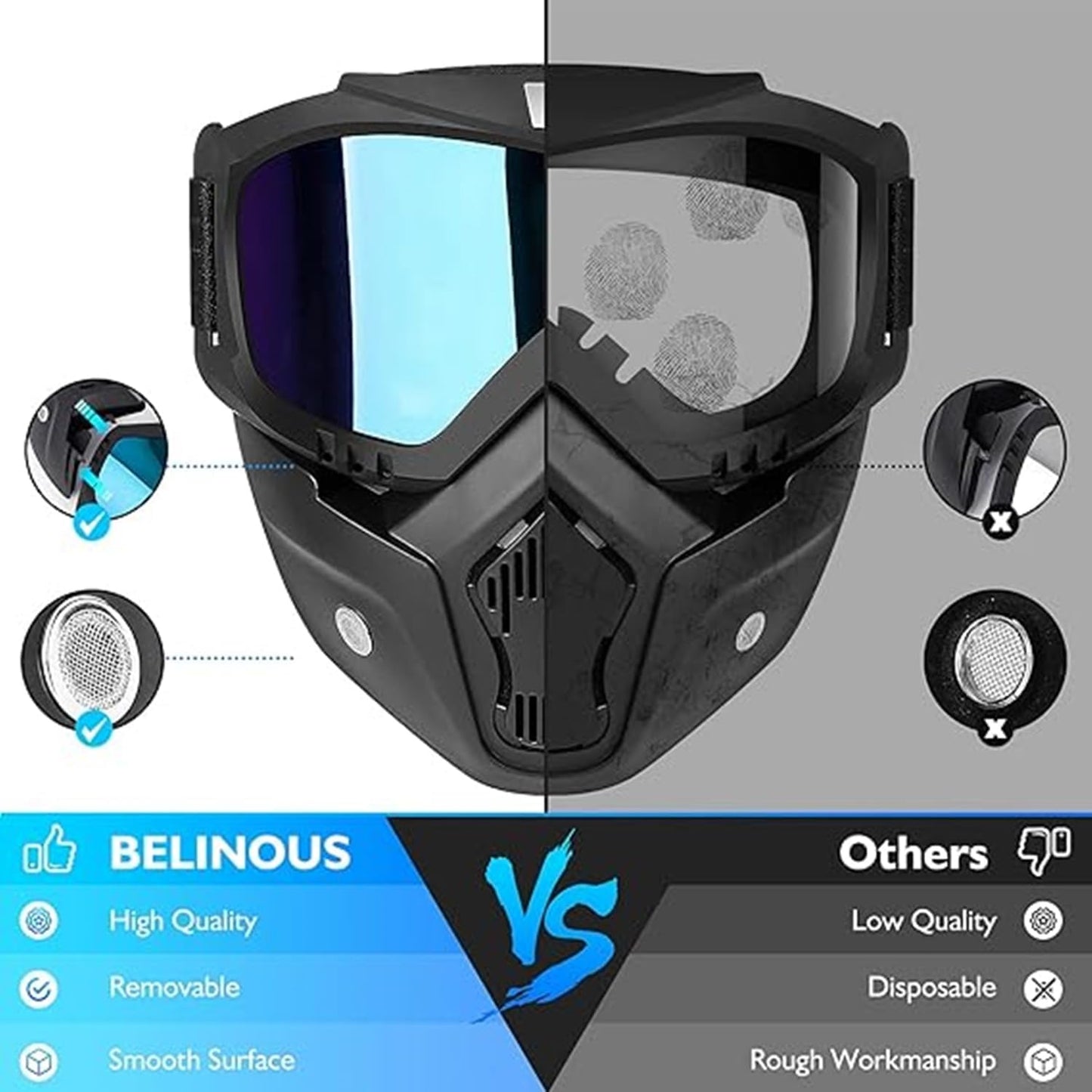 Face Helmet Mask for Bike Riders with Glasses – Anti-Dust & Fog-Proof Protection